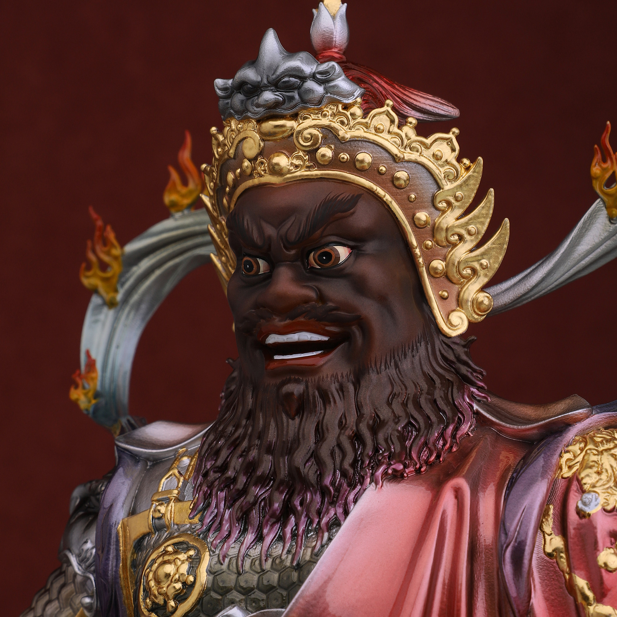 纯铜骑虎客厅居家客居家赵玄坛佛像铜彩元帅赵元帅摆件