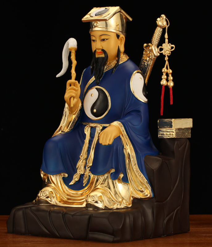 了凡居吕洞宾神像纯铜彩绘居家供奉八仙纯阳祖师吕祖吕洞宾摆件