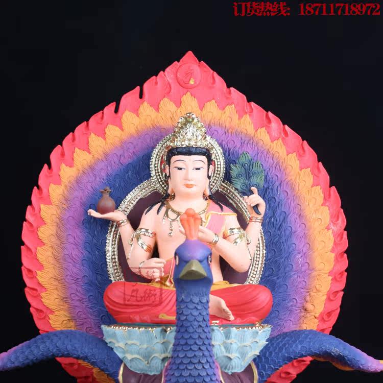 孔雀明王佛像纯铜彩绘度母护世金刚密宗镇摆件摆件