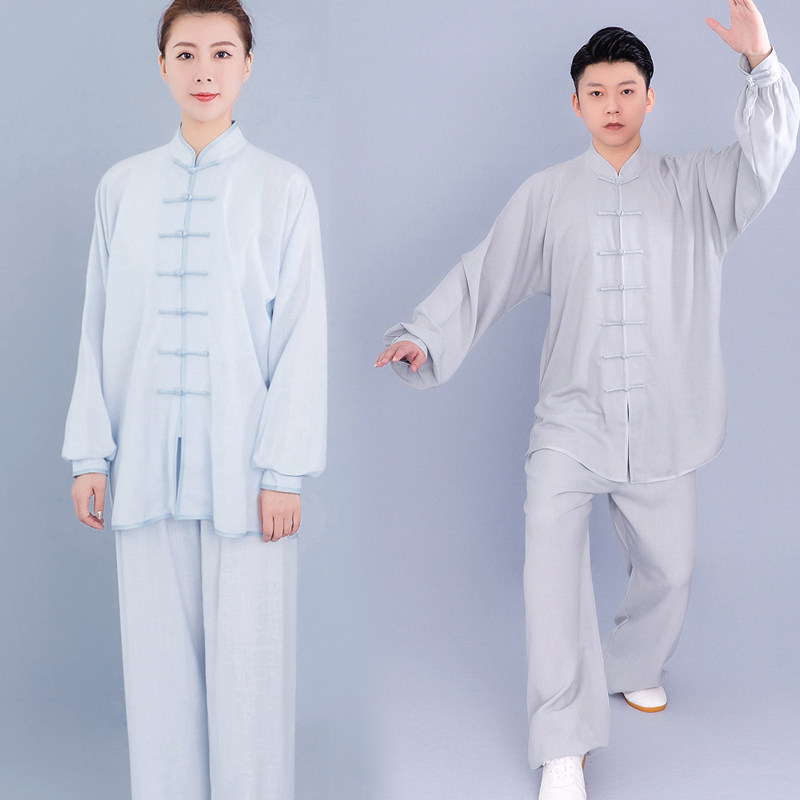 太极服女夏季棉麻练功服装男春秋中老年太极拳武术表演服特价清仓