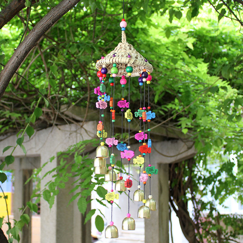 手工手工制制作草帽风铃挂件民族特色挂饰阳台风铃及配件