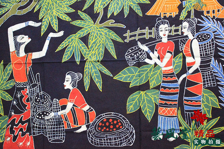 蜡染画傣月光云南民族特色工艺品客厅餐厅酒吧苗族蜡染