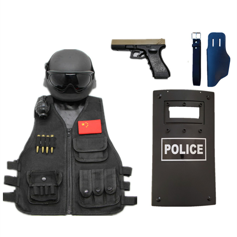 儿童玩具小特警装备男孩cos战术头盔护目镜盾牌道具六一演出套装