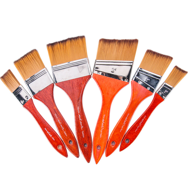 油画笔刷画画颜料板刷美术专用水粉丙烯画底纹排刷墙绘工具刷平头单支