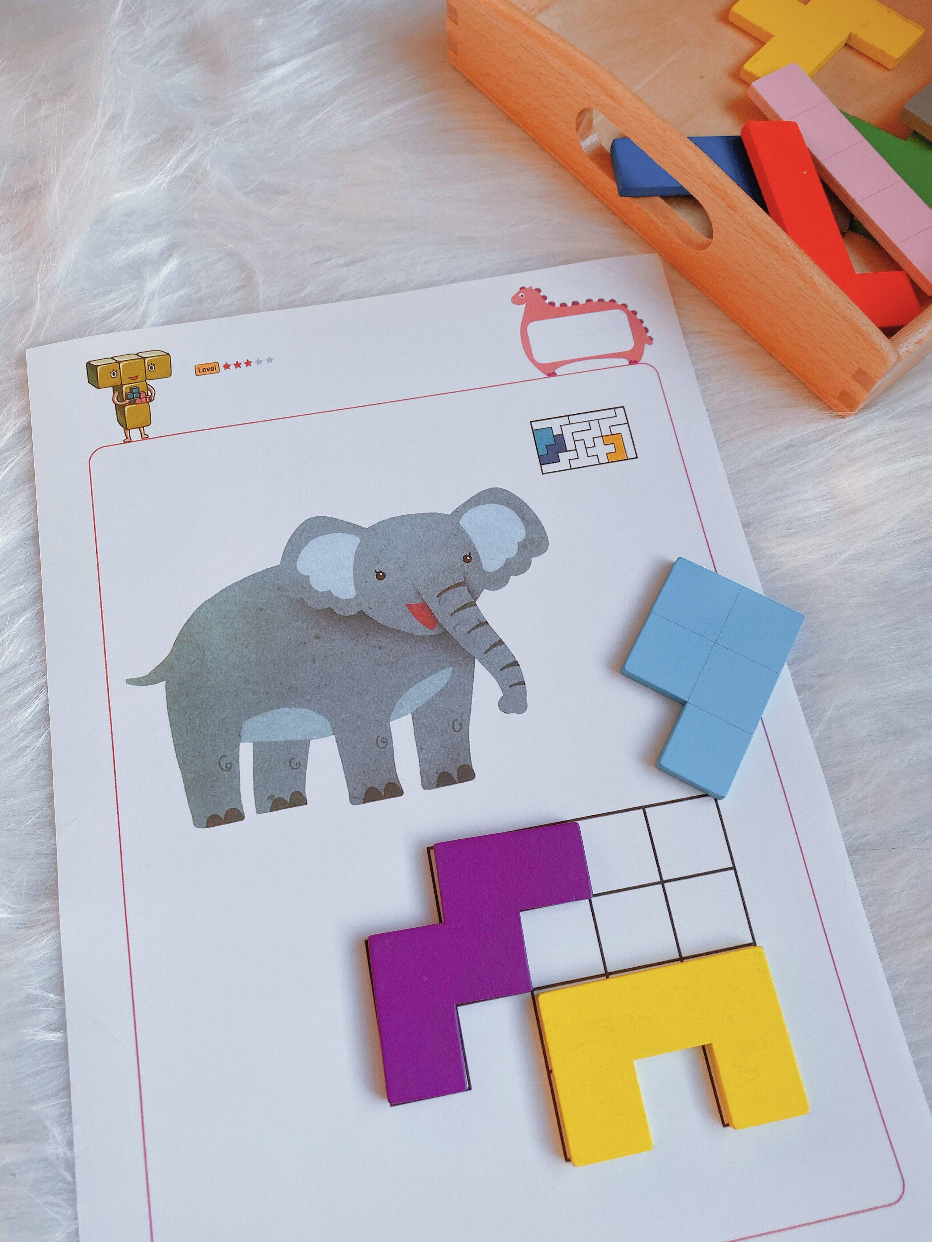 幼儿园儿童俄罗斯方块智力拼图玩具五格拼板题卡其它早教玩具类