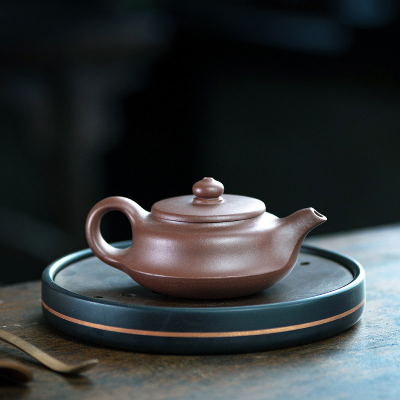 三顾堂紫砂壶暑天三天不馊原矿底槽清半手工茶壶茶具165cc小扁玉