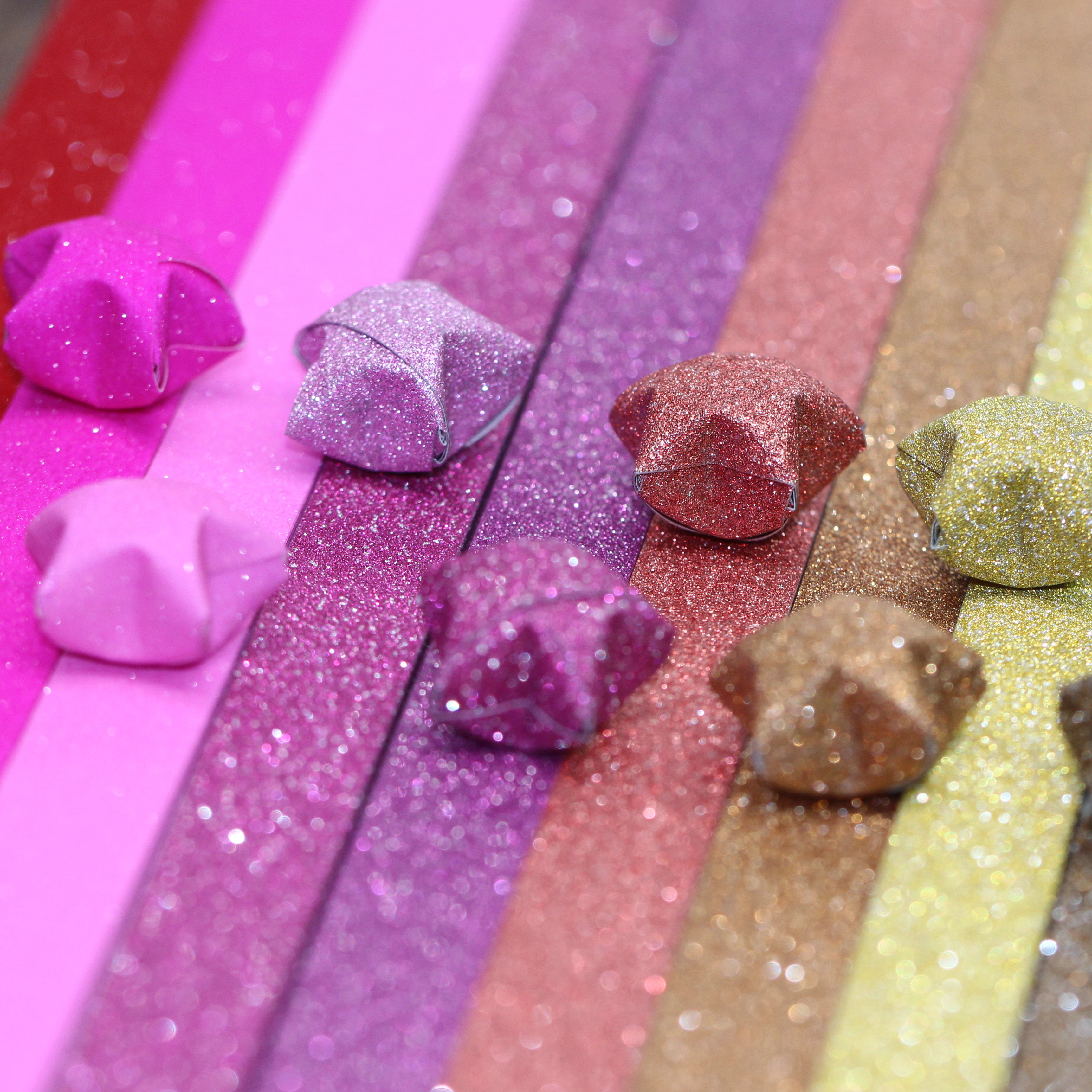 星星闪粉纸条幸运星折纸叠纸五角五角星星的手工幸运星