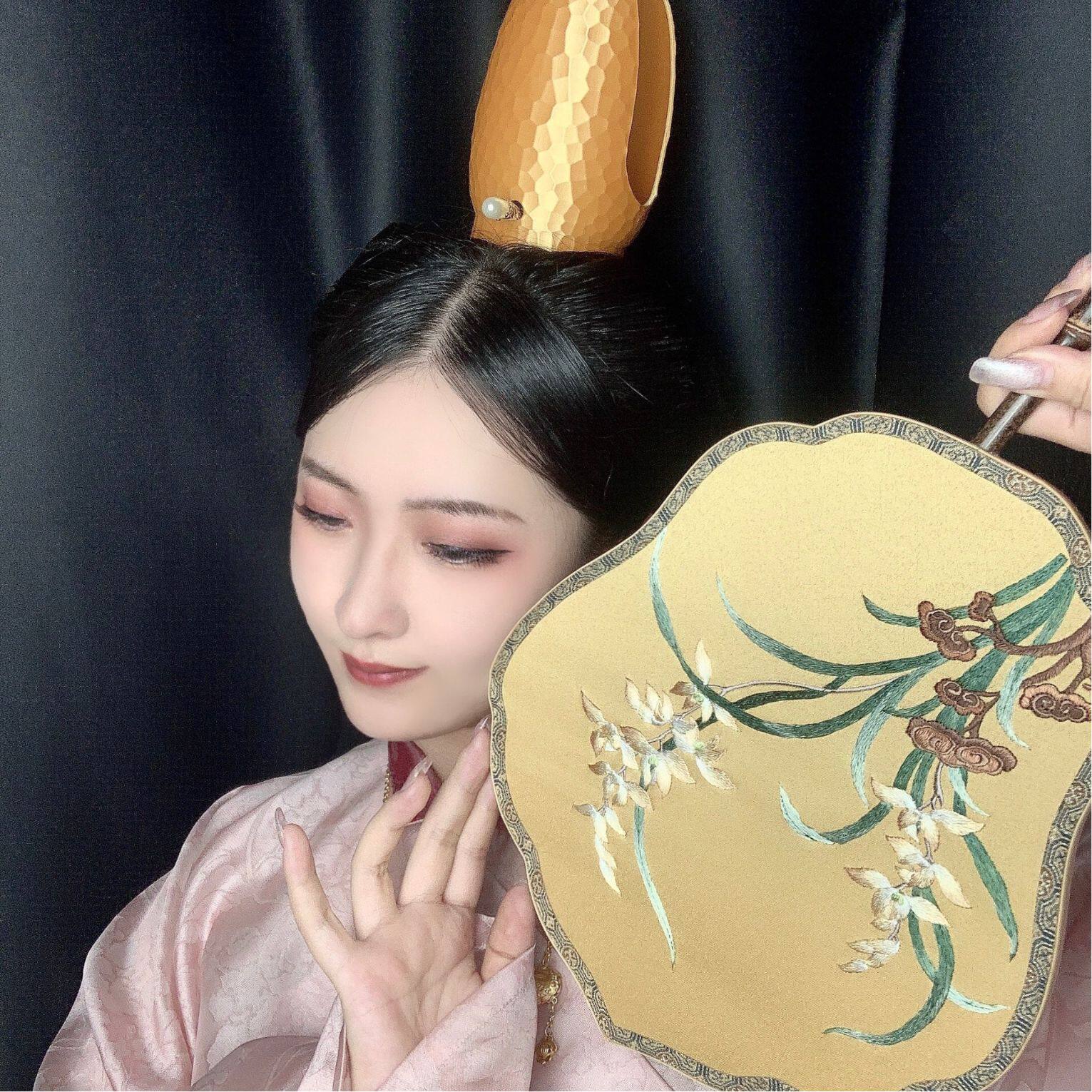 良造金色锤叠山口宋女宋制汉服配饰古风束发发饰