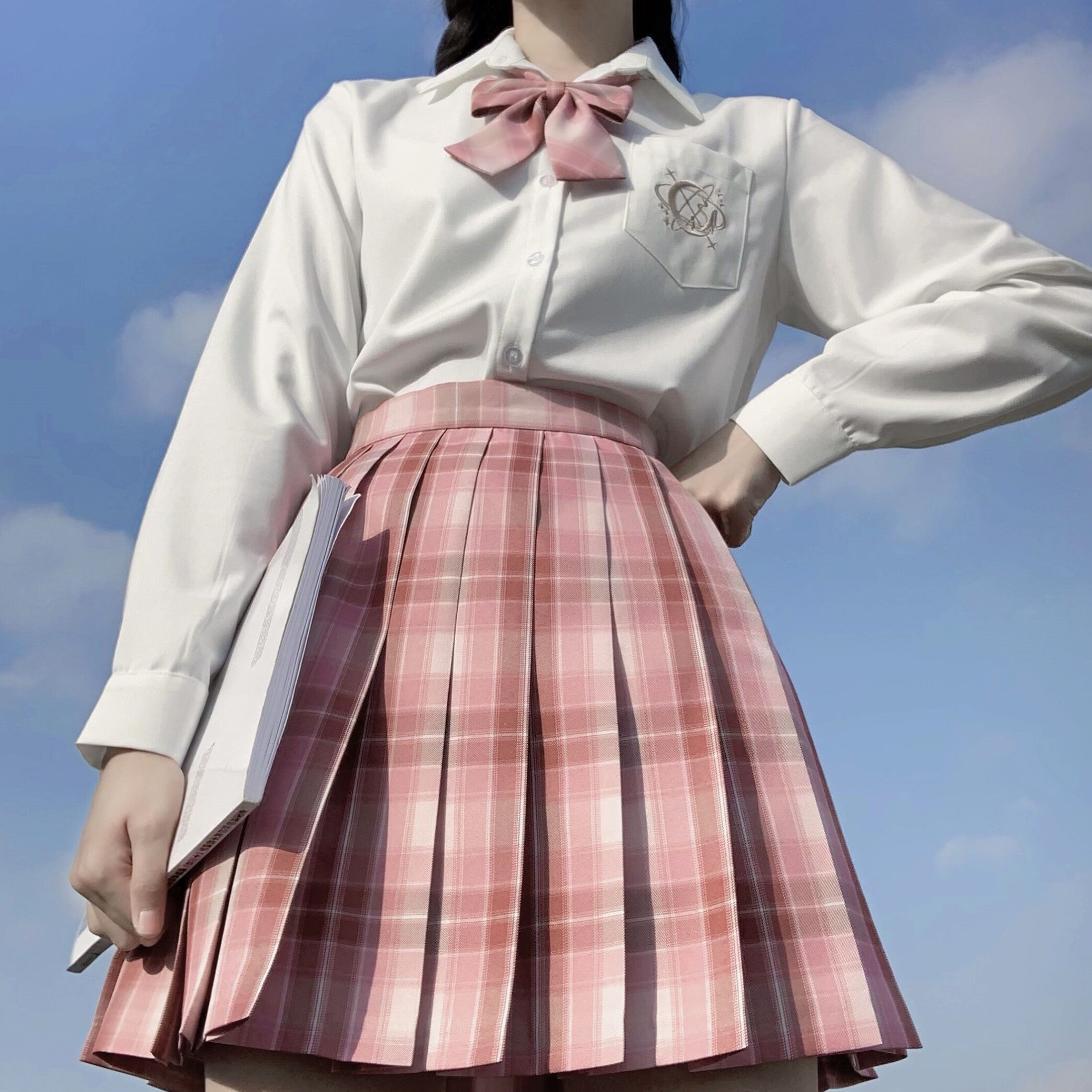 jk现货山野树莓原创粉格格格jk制服裙少工作服