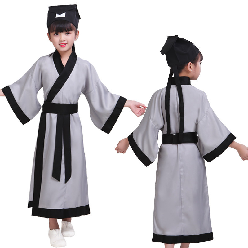 六一儿童古装中国风三字经书生国学弟子规男女汉服古代服装演出服