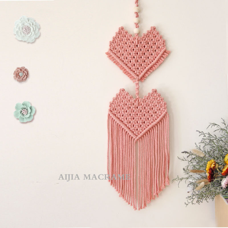 爱心手工编织挂毯diy材料包绳编成品波西米亚家居装饰壁饰