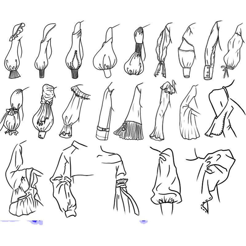 procreate笔刷袖子线稿联系服装设计衣服袖口素材ipad设计素材