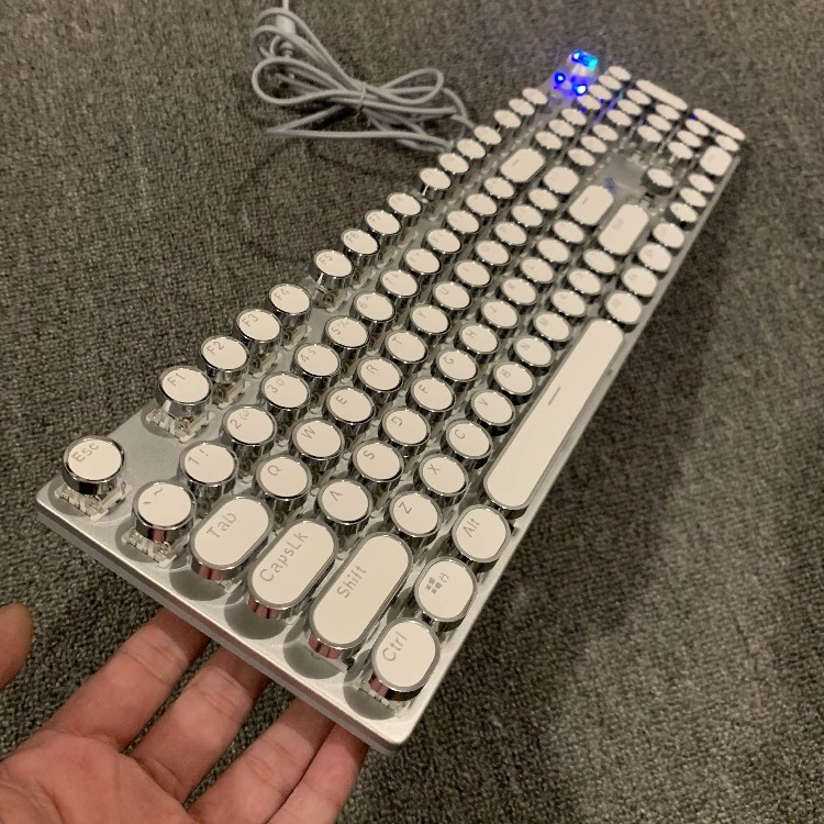 键帽狼蛛自由之翼机械键盘白色朋克圆形混光打字机键盘
