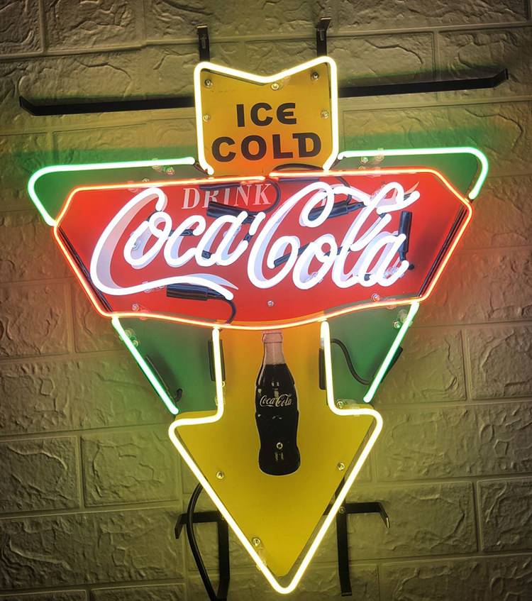 美国可口可乐复古vtgcocacola经典三角霓虹灯广告灯箱装饰灯
