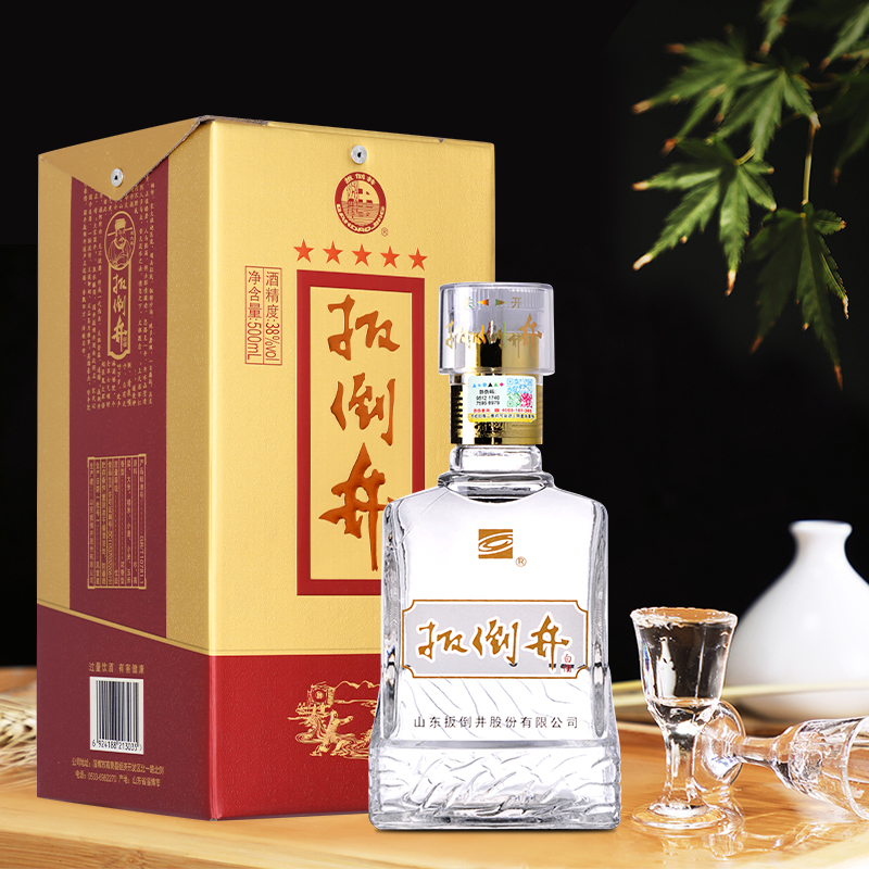 白酒38度扳倒井绵柔500ml6瓶浓香型礼盒整箱带礼品袋