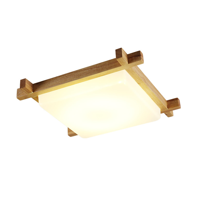 日式木艺吸顶灯简约榻榻米灯具北欧风格实木led客厅吸顶灯