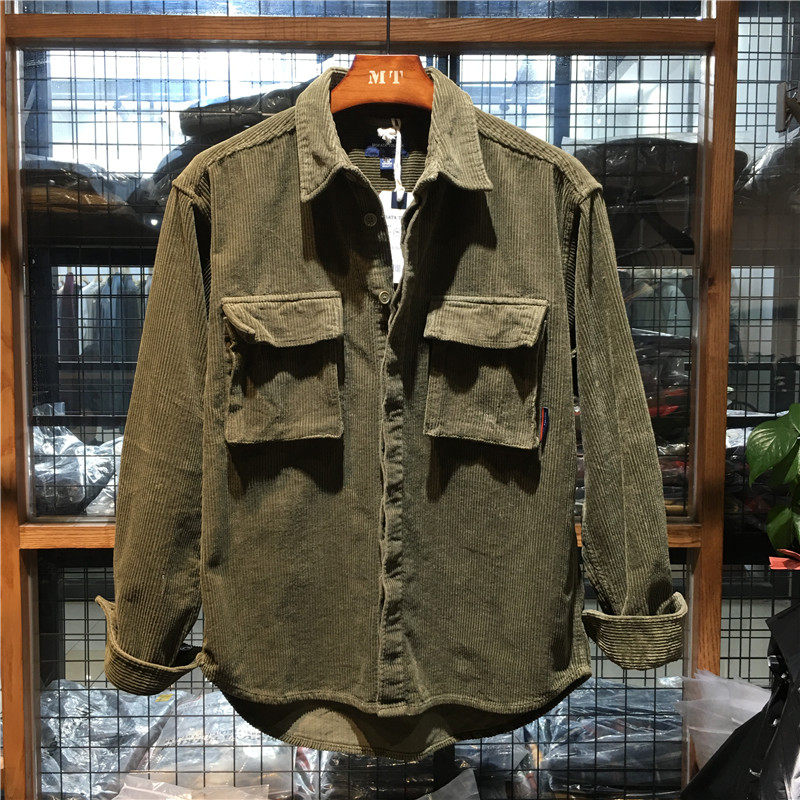moratatolkien重磅复古灯芯绒工装衬衫外套冬季加厚长袖衬衫