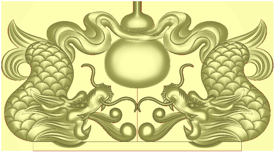 龙鱼鳌鱼电脑雕刻精雕浮雕墓碑碑头石雕bmp设计素材