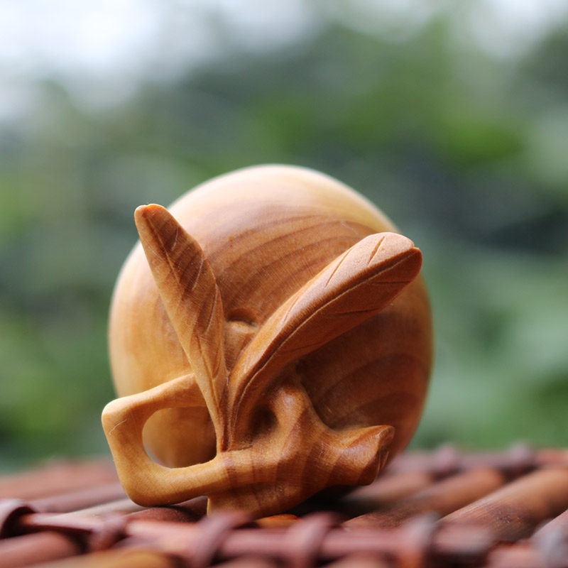 陈雕匠杨木寿桃木雕手捻工艺品花梨手把黄杨木乐清木雕