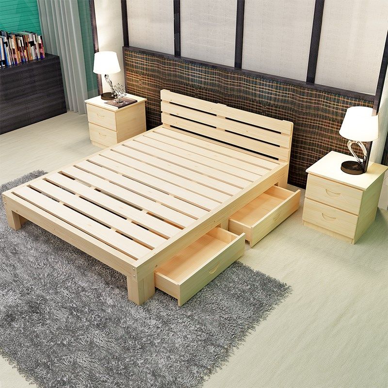 成人1米实木木床松木单人床1.3米经济型现代简约简易实木床