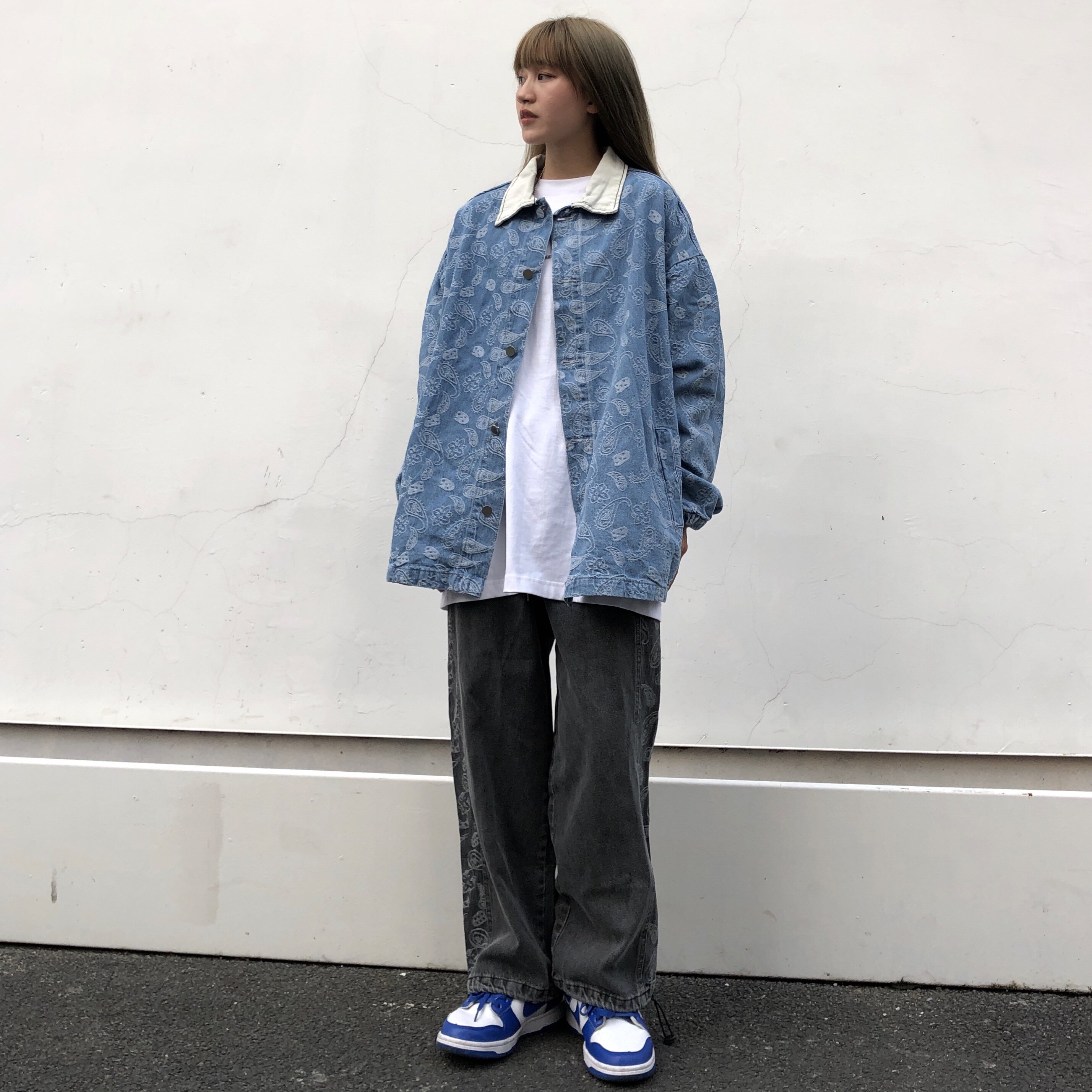 美式复古腰果花刺刺绣牛仔外套男女春秋宽松短外套