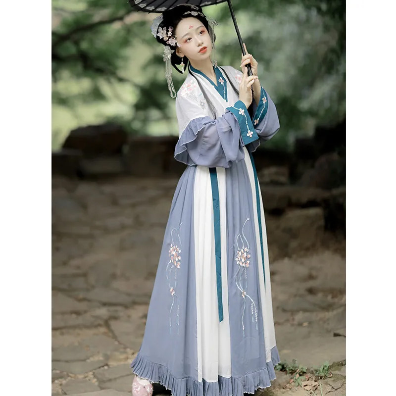 遇锦制交春秋刺绣破裙十二领襦服女腰汉创齐汉服