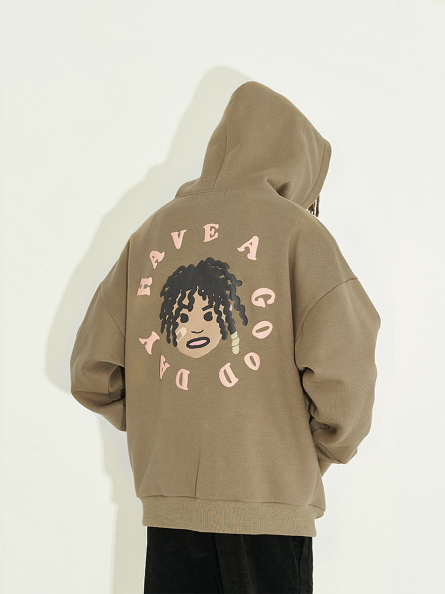 harshandcruel 手绘街头感卡通脏辫金牙黑人小孩立体发泡连帽卫衣