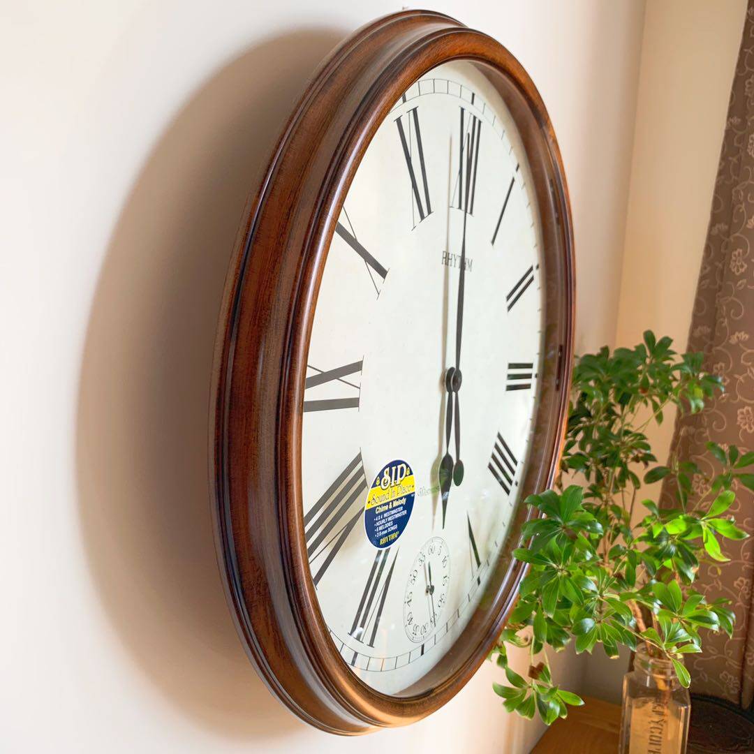 欧式日本rhythm丽声实木豪华挂钟客厅古典音乐报时定时器