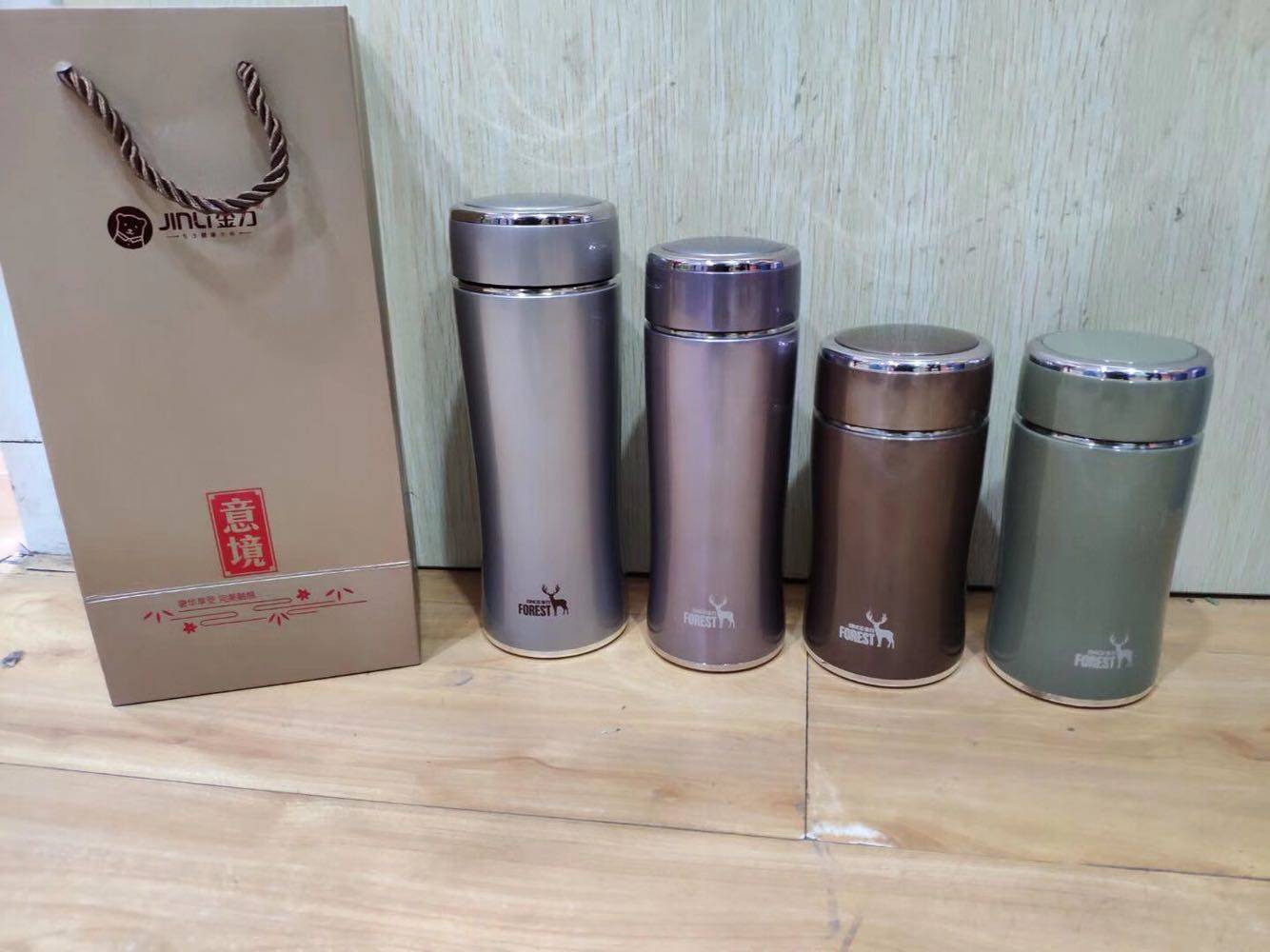 金力保温杯男女女士大容量高档商务简约不锈钢泡茶玻璃杯