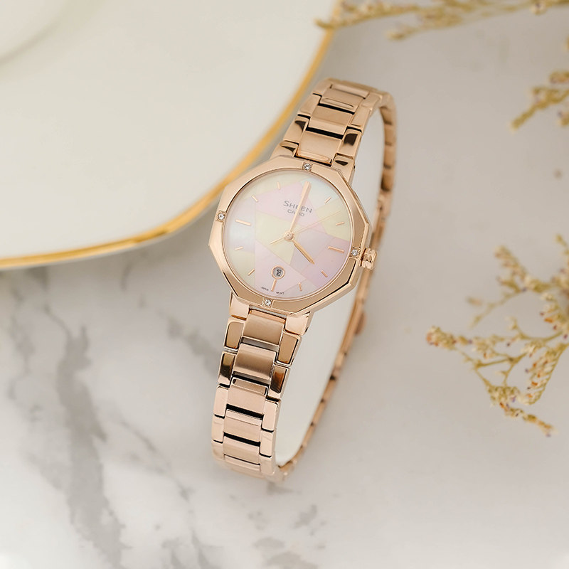 卡西欧手表女士sheen联名限量casio八角女款复古日韩腕表