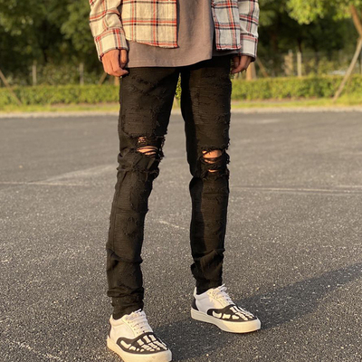 amiri重工限定款高街水洗破洞破坏弹力休闲修身欧美牛仔裤