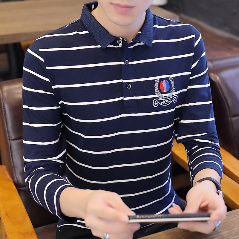 长袖韩版衫男polo保罗翻领修身潮流2021新款polo衫