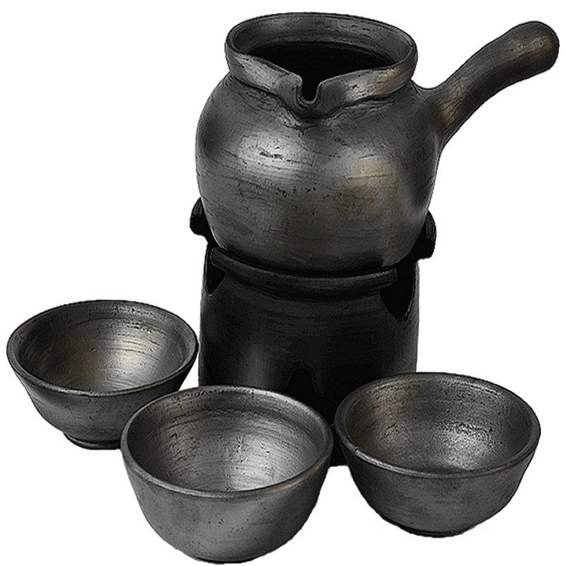云南土陶陶罐大理剑川黑陶茶罐茶炉煮茶器粗公道杯