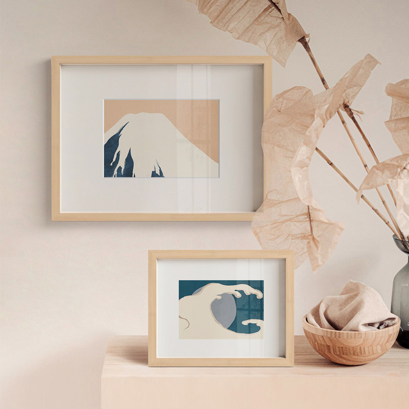 三小小姐富士山日式风景小幅装饰画客厅书房柜台现代装饰画