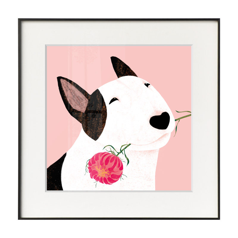 三小小姐狗狗北欧小动动物卡通插画装饰画客厅现代装饰画