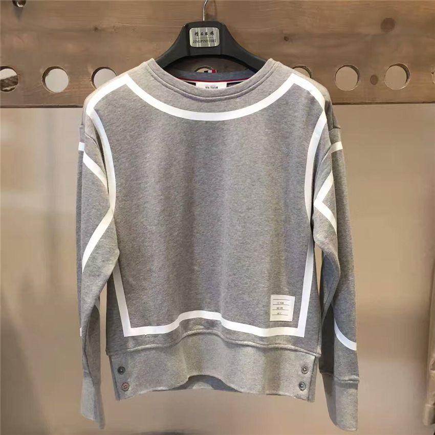 THOMB21年经典色织纯棉四条杠条纹休闲套头卫衣运动男女情侣同款