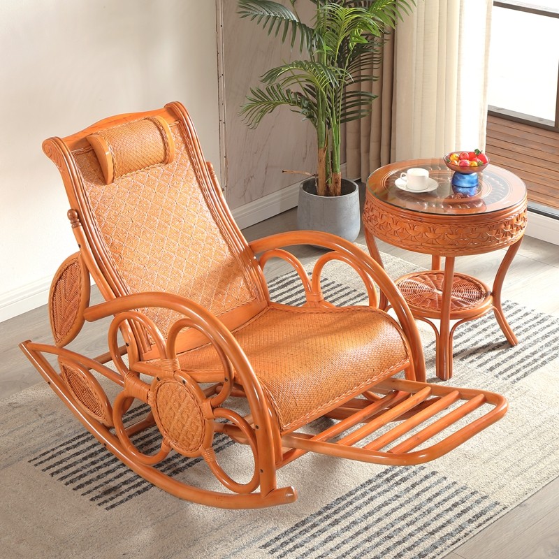 藤摇椅成人茶几组合休闲藤椅特价阳台老人逍摇椅懒人午休躺椅