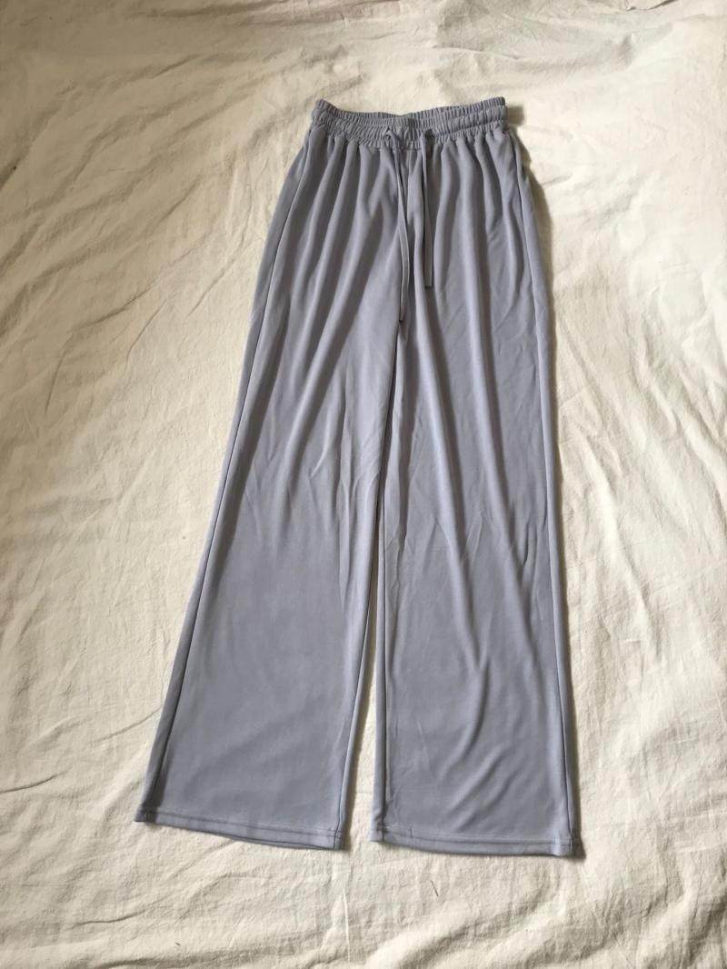 2020新款莫代尔阔腿裤女夏高腰冰丝垂感宽松直筒拖地铜氨丝裤子