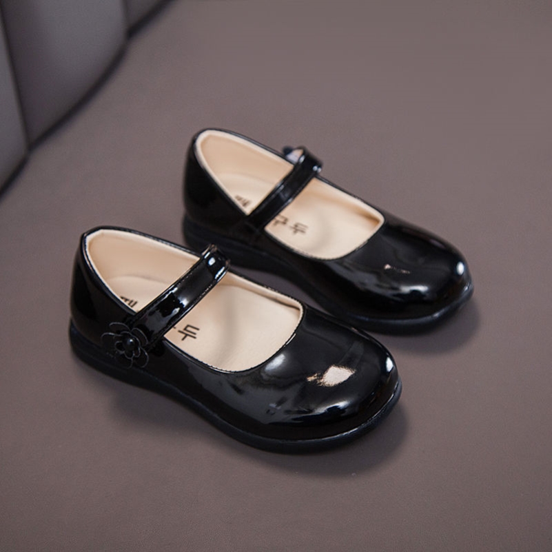 皮鞋女童英伦风夏春款黑色单鞋女孩软底皮鞋