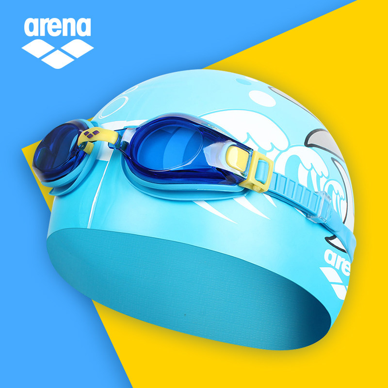 arena儿童泳镜泳帽女童游泳帽装备男童大框专业泳镜
