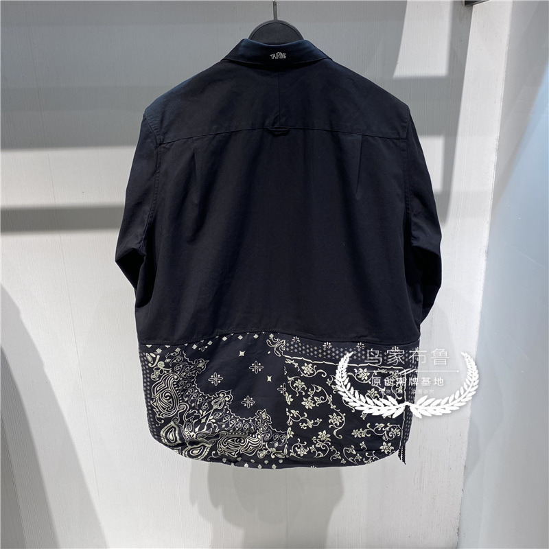 原创男装2022春秋长袖衬衫印花拼接外套宽松休闲衬衣潮B2CHB1175