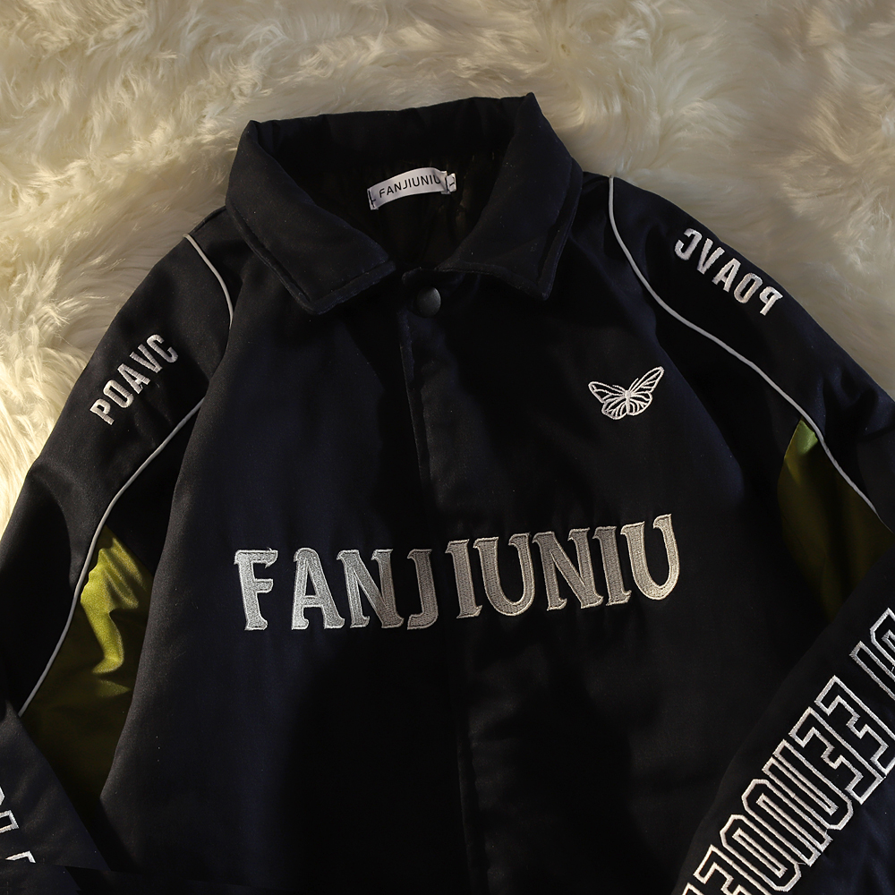 AMUP Vintage 阿美咔叽美式复古刺绣字母棒球服工装棉衣夹棉外套