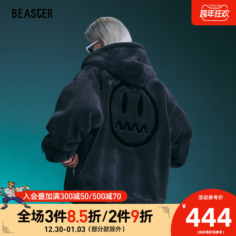 BEASTER小恶魔鬼脸抓绒外套棉衣情侣潮流时尚男保暖加厚棉服冬季