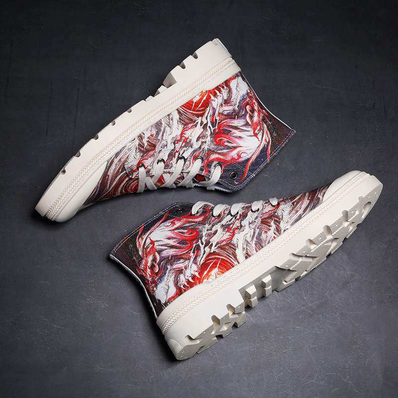 山海经鞋国鞋子男鞋冬季潮鞋中国国风高帮板鞋男高帮鞋