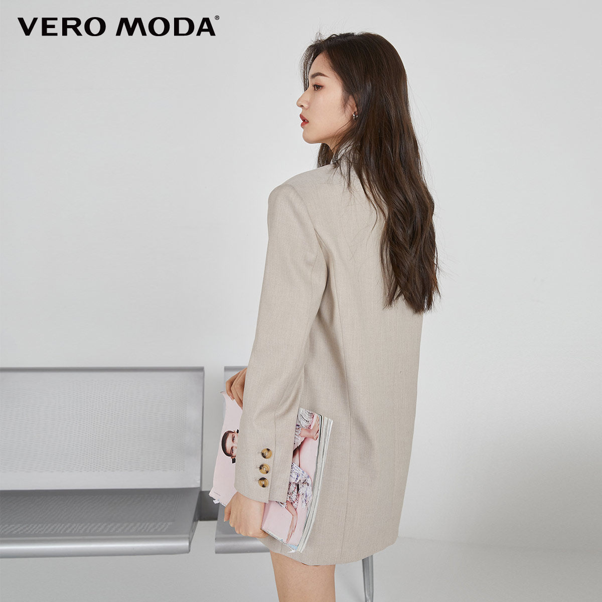 veromoda2021春夏新款复古翻领单排西装外套321108048西装