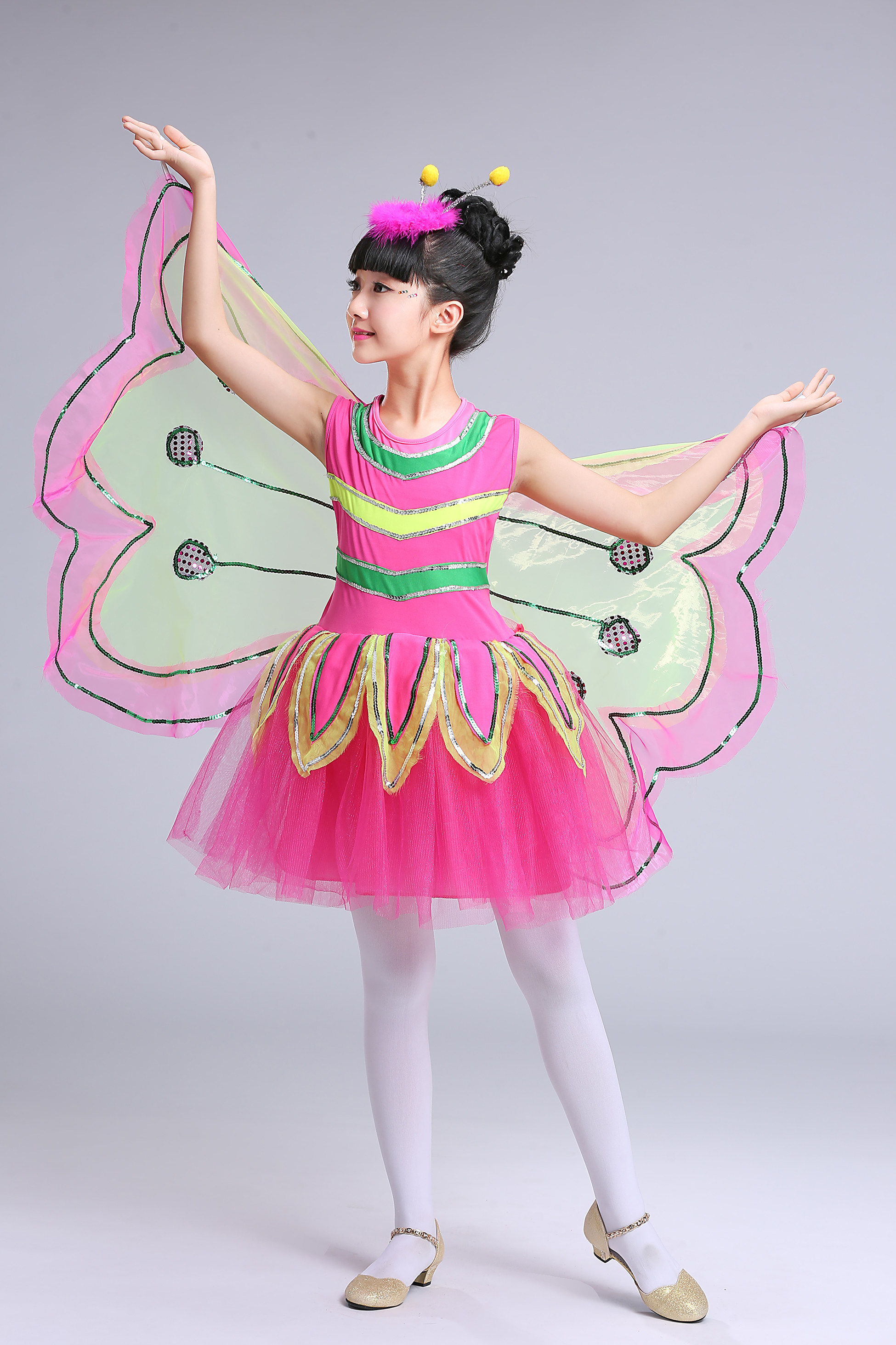 新款六一虫儿飞儿童蝴蝶演出服幼儿群舞小蜜蜂集体儿童演出服