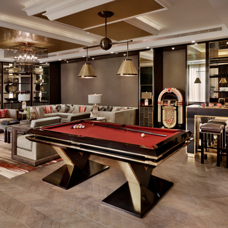 台球桌家用现代v型设计标准型成人桌球台室内别墅美式台球乒乓桌