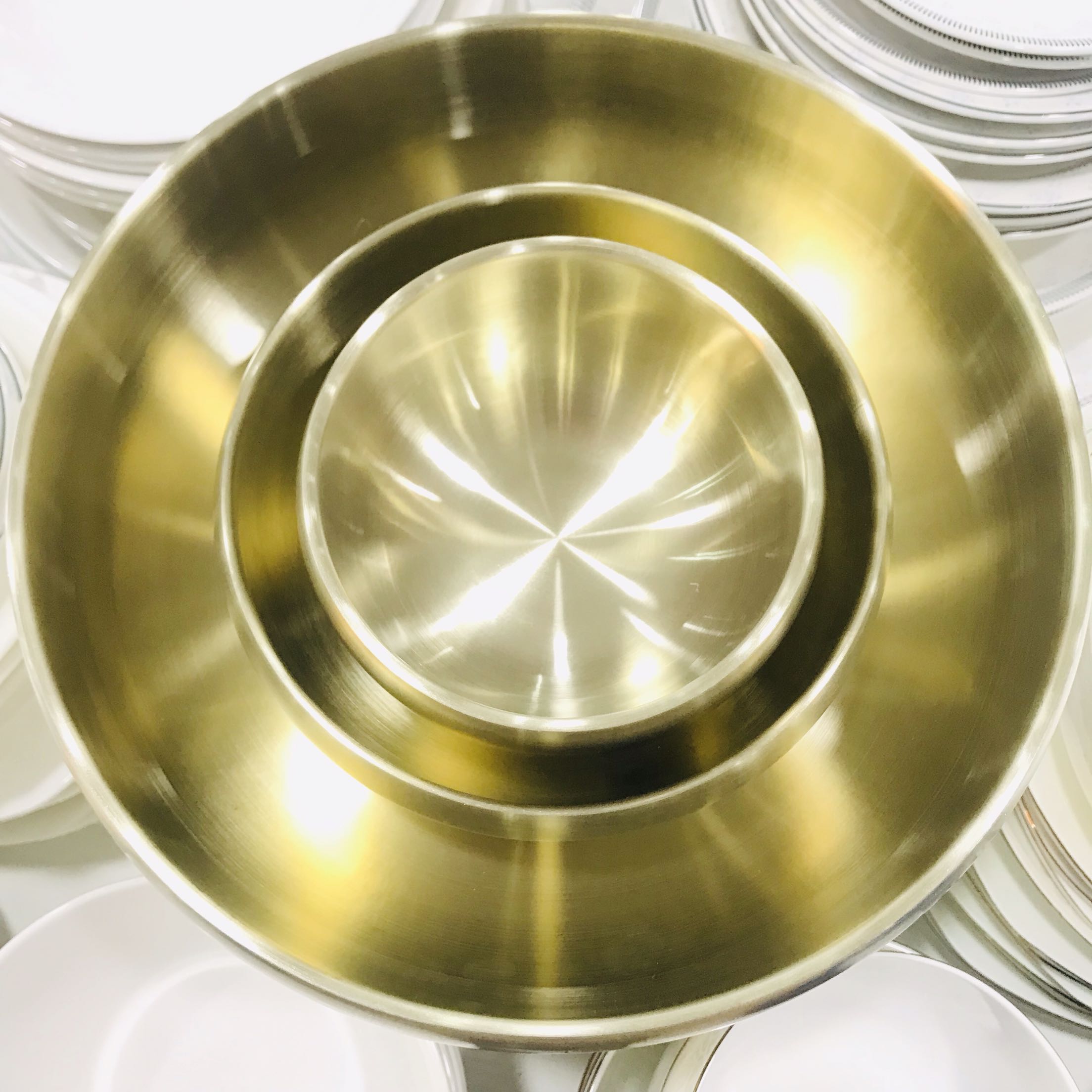 韩式传统金色不锈钢加厚电镀钛合金盖碗碗