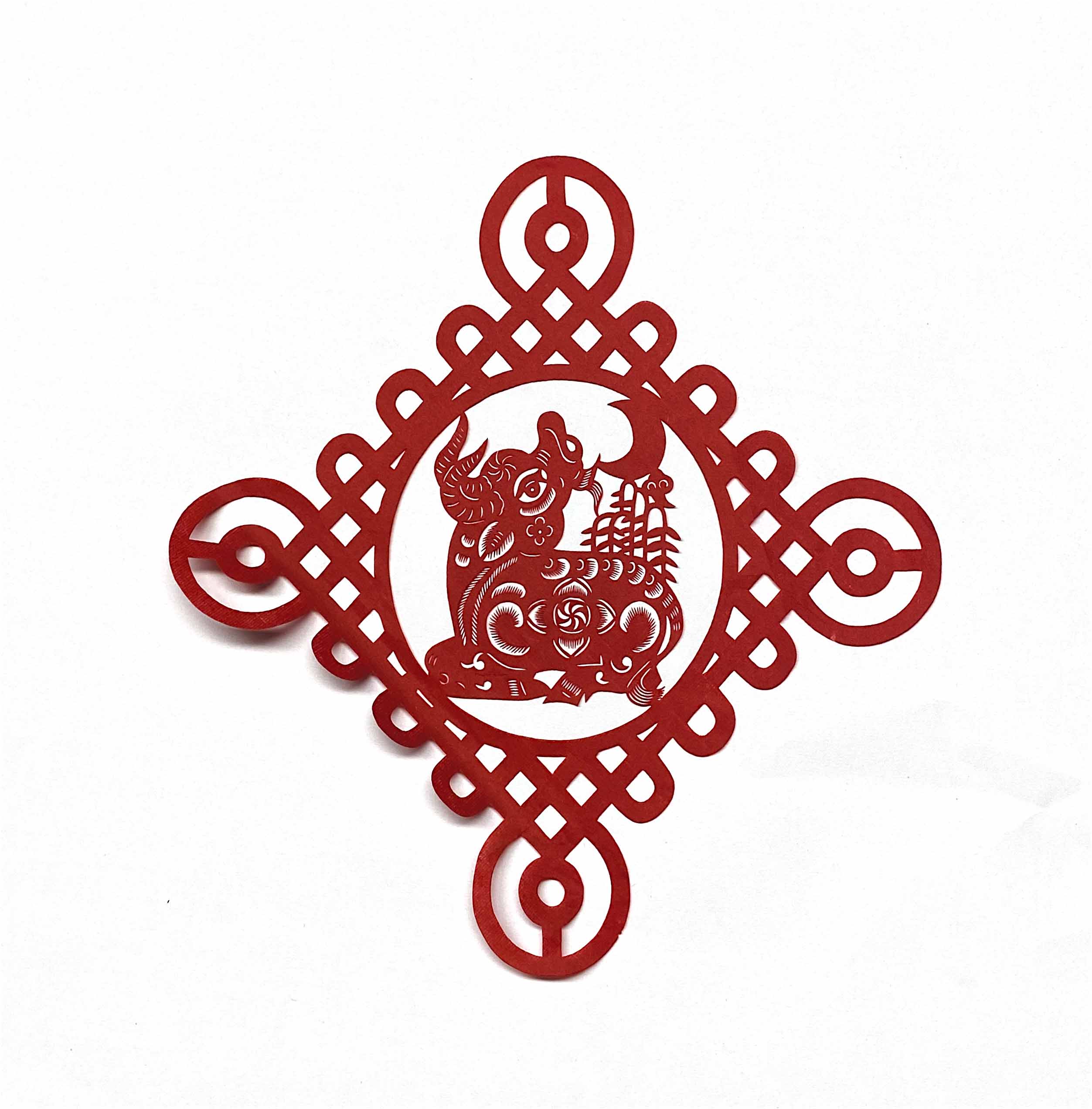 福之牛年手工中国结剪纸挂件中国国风特色礼品剪纸