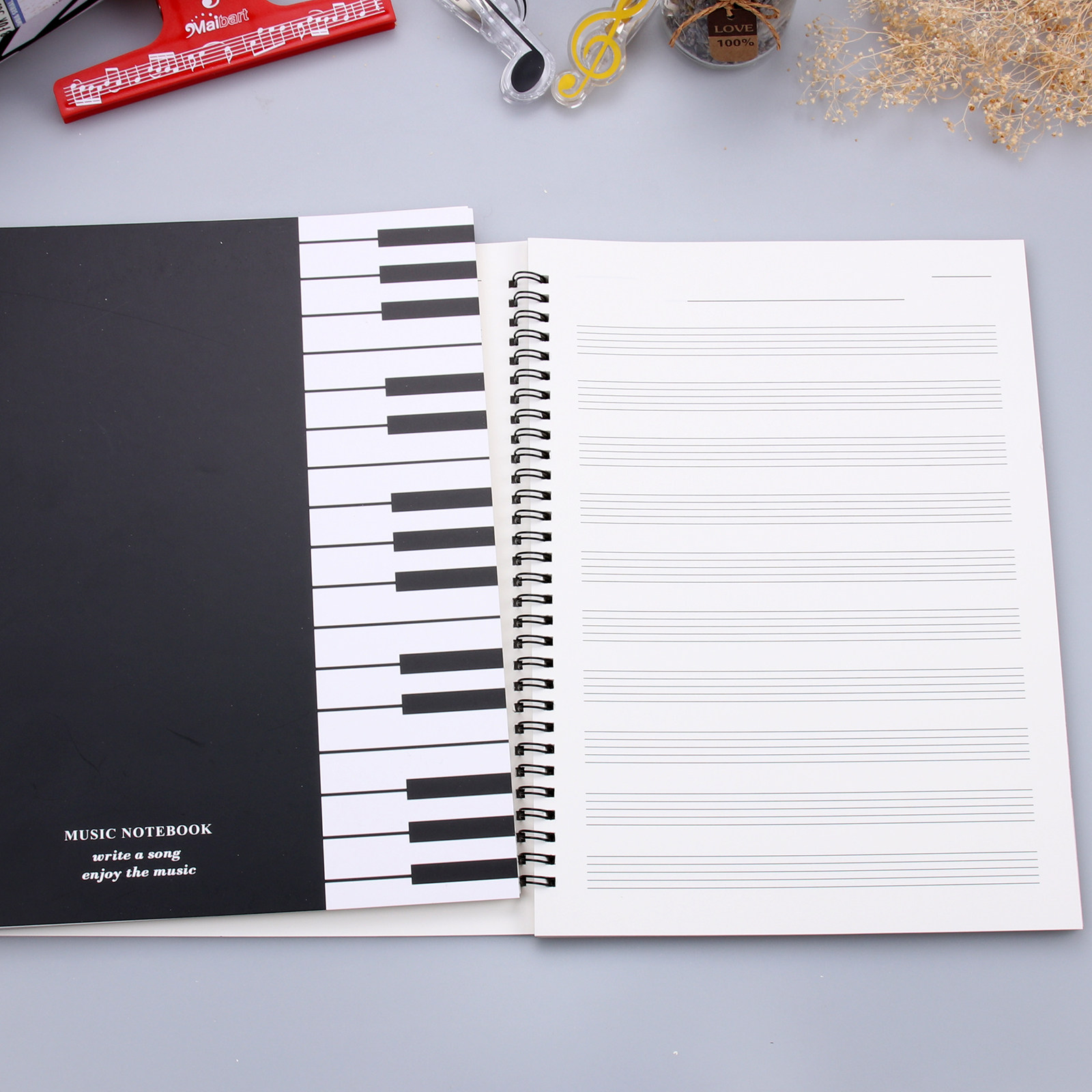 音乐五线谱本带乐理知识乐谱本子儿童a4写音符加厚线圈五线谱本子